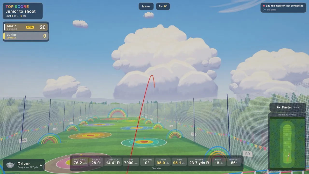 Top Score, a party game in Lounge Links, played in its arcade arena